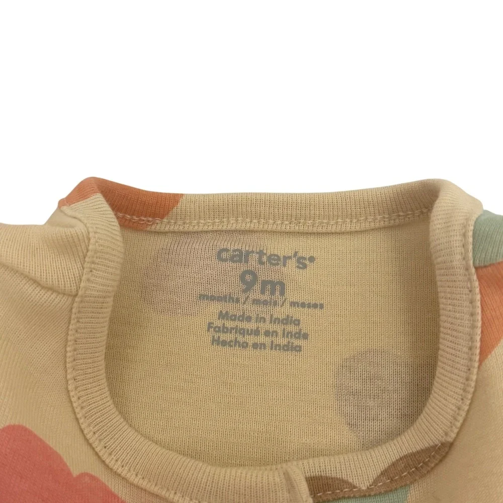 Carters‎ Baby Girl 9 Months Heart Print Romper Cream Pastel Snap Front Cotton